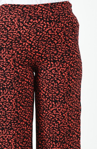 Patterned Viscose Trousers 1190-03 Coral 1190-03