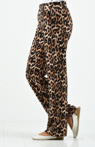 Patterned Viscose Trousers 1190-10 Brown 1190-10