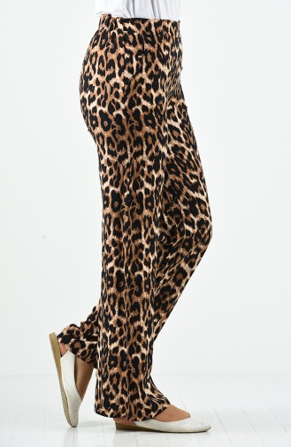 Patterned Viscose Trousers 1190-10 Brown 1190-10