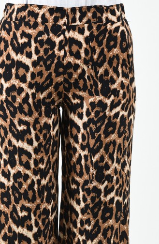 Patterned Viscose Trousers 1190-10 Brown 1190-10