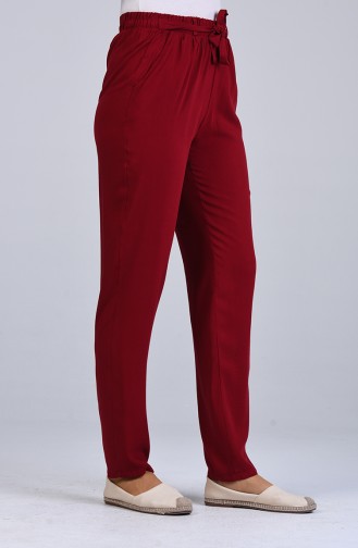 Viscose Straight Leg Trousers 1191-26 Burgundy 1191-26