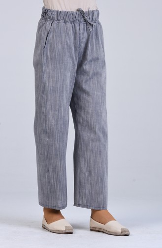 Elastic wide-leg Trousers 9008b-02 Indigo 9008B-02