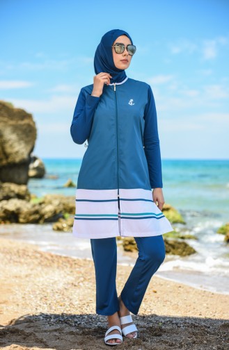 Oil Blue Swimsuit Hijab 1277-03
