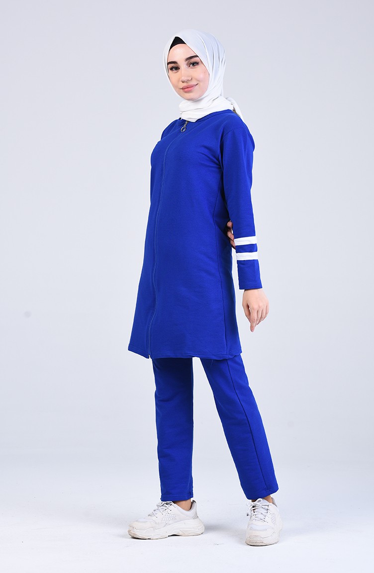 blue sweatsuit