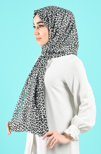 Leopar Desenli Şal 233-245 Beyaz Siyah
