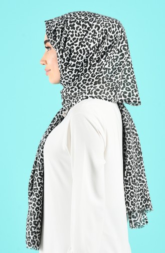 Leopar Desenli Şal 233-245 Beyaz Siyah