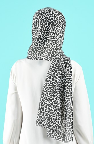 Leopar Desenli Şal 233-245 Beyaz Siyah