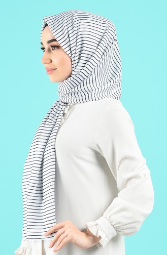Elmina Desenli Şal 430-114 Beyaz Siyah