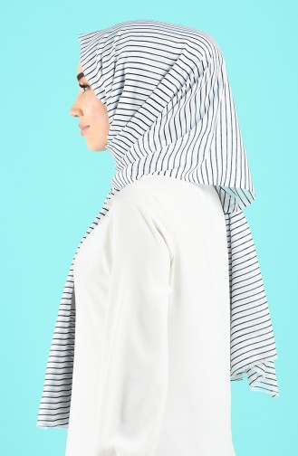 Elmina Desenli Şal 430-114 Beyaz Siyah
