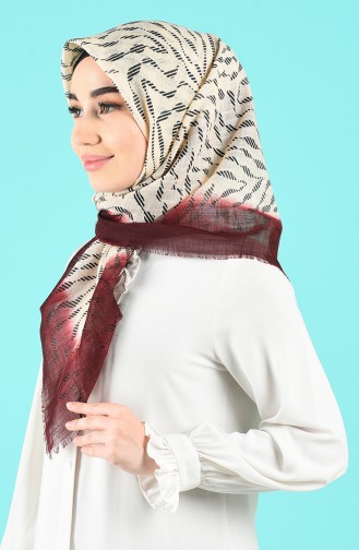 Elmina Desenli Eşarp 902-101 Bej Mürdüm