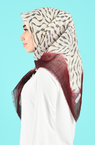 Elmina Desenli Eşarp 902-101 Bej Mürdüm