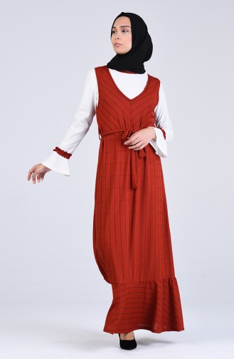 Brick Red Hijab Dress 6574-01