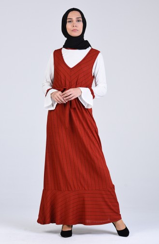 Brick Red Hijab Dress 6574-01
