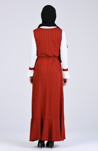 Brick Red Hijab Dress 6574-01
