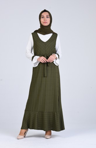 Khaki Hijab Kleider 6574-02