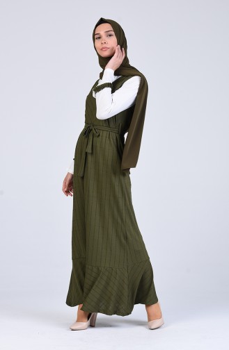 Khaki Hijab Kleider 6574-02