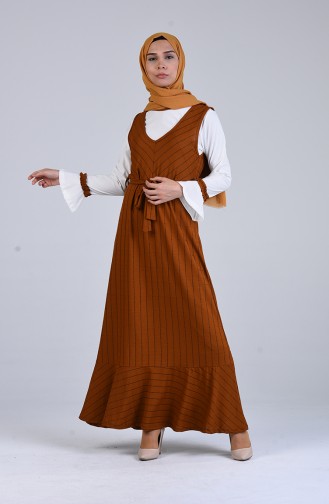 Tan Hijab Dress 6574-05