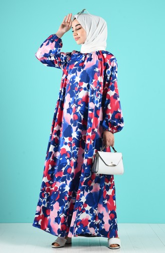 Saks-Blau Hijab Kleider 3182-02