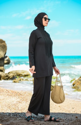 Schwarz Hijab Badeanzug 20133-02