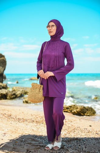 Lila Hijab Badeanzug 20133-04