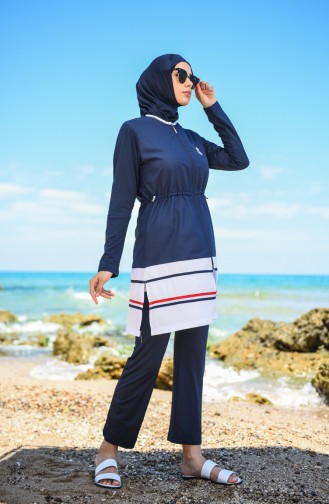 Dunkelblau Hijab Badeanzug 1277-01
