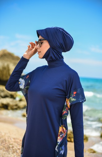 Dunkelblau Hijab Badeanzug 8095-02