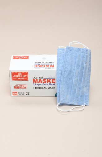 Ultrasonik 3 Katlı Telli Maske 50 Adet 1905-01 Mavi