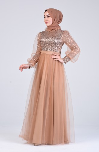 Sequined Evening Dress 4824-02 Gold 4824-02