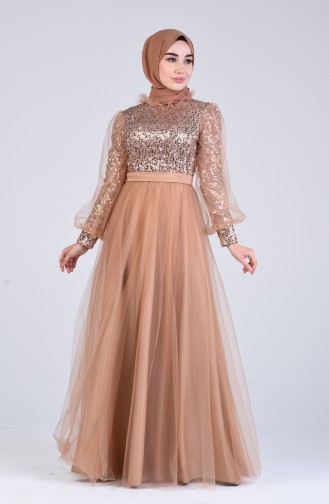 Sequined Evening Dress 4824-02 Gold 4824-02