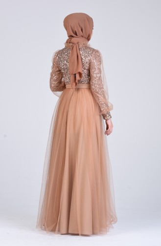 Sequined Evening Dress 4824-02 Gold 4824-02