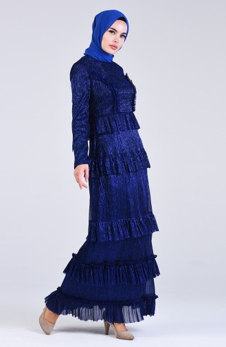 Saks-Blau Hijab-Abendkleider 60151-01