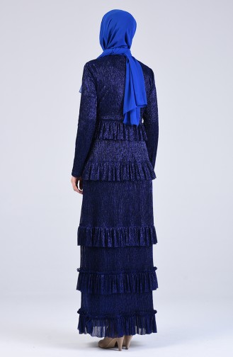 Saks-Blau Hijab-Abendkleider 60151-01