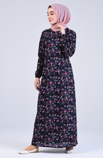 Navy Blue Hijab Dress 8874-01