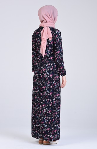 Navy Blue Hijab Dress 8874-01