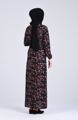 Schwarz Hijab Kleider 8874-03
