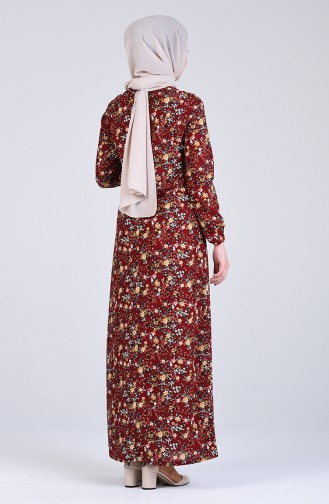 Claret Red Hijab Dress 8874-04