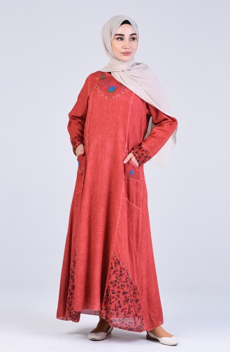 Robe Hijab Couleur brique 9595-08