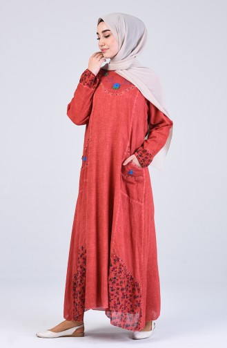 Robe Hijab Couleur brique 9595-08