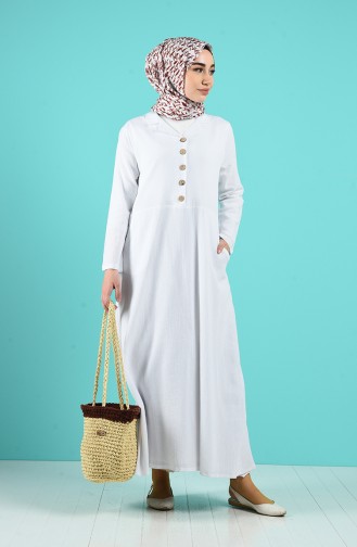 White Hijab Dress 12205-02