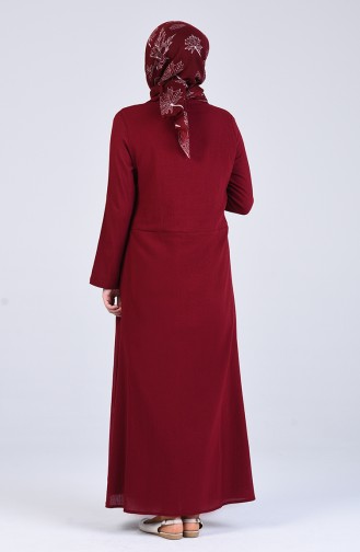Claret Red Hijab Dress 12205-04