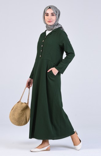 Dark Green Hijab Dress 12205-05