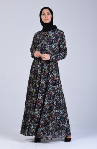 Schwarz Hijab Kleider 3089C-01