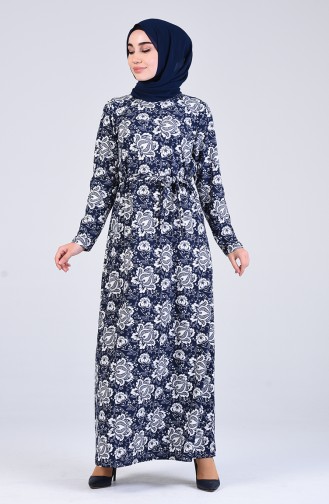 Dunkelblau Hijab Kleider 5708M-02