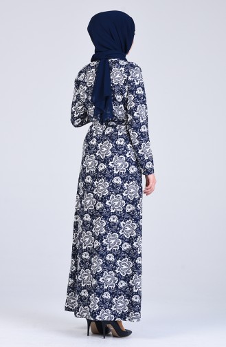 Dunkelblau Hijab Kleider 5708M-02