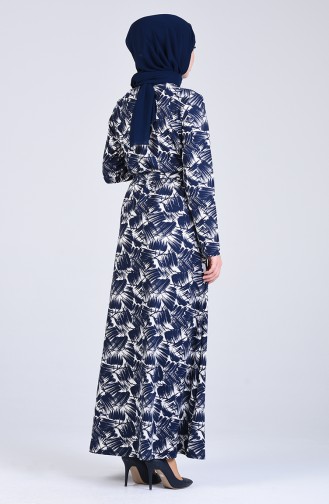 Dunkelblau Hijab Kleider 5708N-02