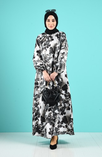 Sleeve And Collar Gathered Dress 3182-01 Black 3182-01