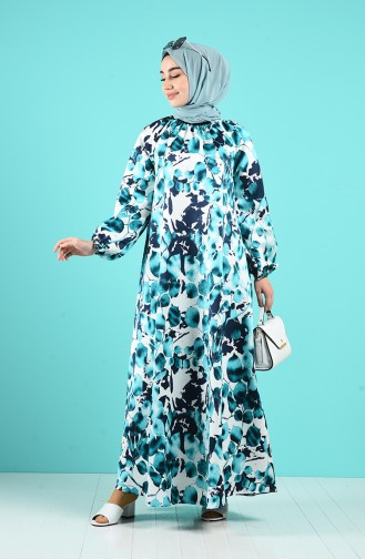Dress with Sleeves And Collar 3185-02 Green 3185-02
