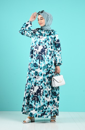 Grün Hijab Kleider 3185-02