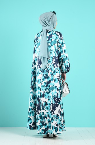Grün Hijab Kleider 3185-02
