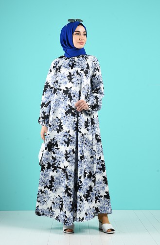 Saks-Blau Hijab Kleider 3186-03